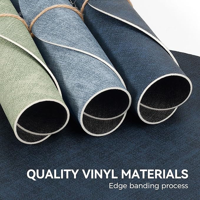 13" Round Placemats Set of 4, NCUE Dual-Sided Faux Leather Heat Resistant Table Mats, Waterproof Oilproof Washable Protective Table Placemats with Coaster, Wipeable Vinyl for Indoor & Outdoor Use