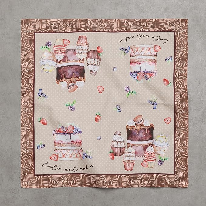 Maison d' Hermine Cloth Napkins Set of 4 100% Cotton Everyday Reusable Square Napkins Cloth Washable Dinner Party Wedding Restaurant Gifts for Mothers Day Spring/Summer (Cakes, 18" x 18")