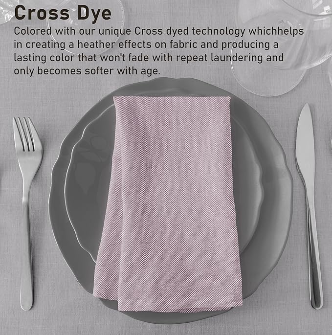 Ruvanti Cloth Napkins Set of 6, 18x18 Reusable Napkins Cloth Washable, Soft & Durable Table Napkin, Poly Cotton Fabric Dinner Napkins for Parties, Christmas, Thanksgiving, Weddings - Mauve