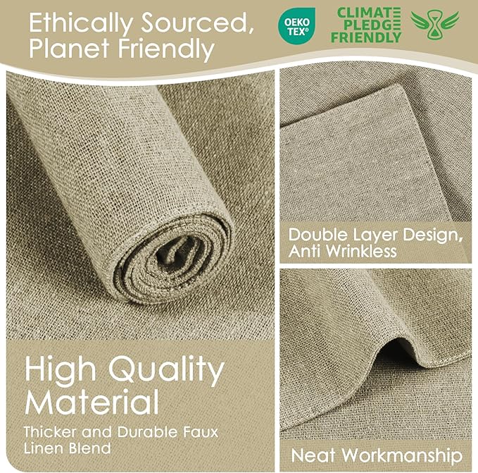 MANSPHIL Table Cloth Placemats Set of 4 Washable Cotton Thick Faux Linen Place Mats Heat Resistant Double Layer Fabric Wrinkle Free Dining Kitchen Table Decor - 13x19 Inch Beige Oeko Tex Placemat