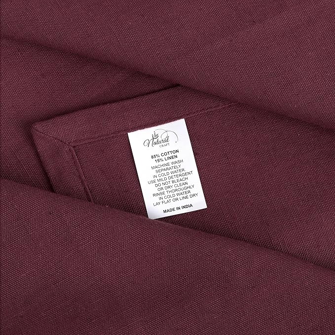 NATURALCRAFT Cloth Napkins Set of 12 Cotton Linen 18x18 Inch - Soft Durable Easter Washable - Ideal for Hotel Farmhouse Party Spring Summer Easter - Perfect Everyday Use (Wine, Pack of 12)