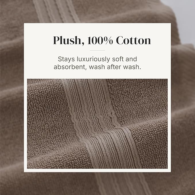 Modern Threads Floral Trail 6-Piece 100% Cotton Towel Set – Reversible Yarn Dyed Jacquard – Includes 2 Bath Towels, 2 Hand Towels, 2 Washcloths – Absorbent, Quick Dry, Soft & Durable – Taupe Brown
