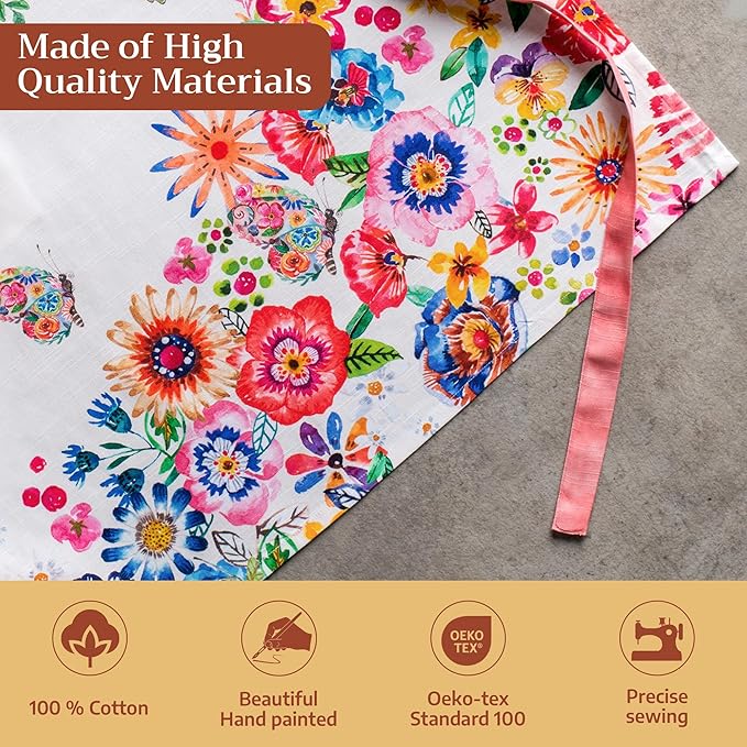 Maison d' Hermine 100% Cotton Apron for women with Pocket Kitchen Chef Apron for Men Cooking Mothers Day Gifts