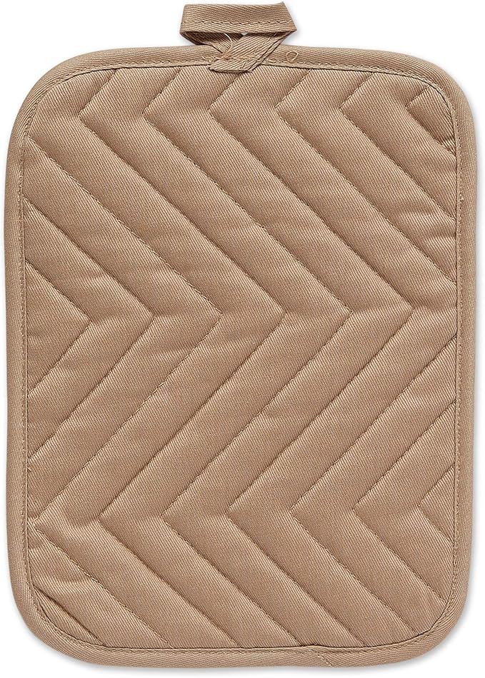 DII Heat Resistant Quilted Cotton Pot Holder Set, Designed with Space to Personalize Allowing a Customized Design, 7x9, Stone, 3 Count