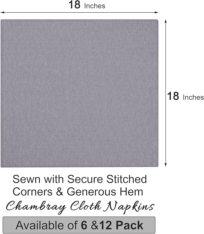 Ruvanti Cloth Napkins Set of 12, 18x18 Reusable Napkins Cloth Washable, Soft & Durable Table Napkin, Poly Cotton Fabric Dinner Napkins for Parties, Christmas, Thanksgiving, Weddings - Ombre Blue