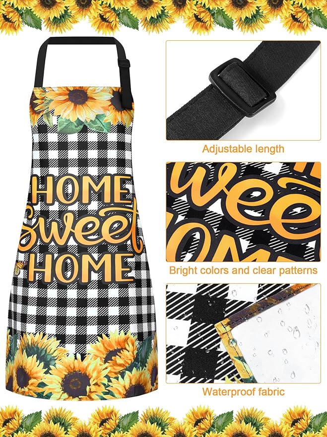 Geetery 4 Pcs Chicken Aprons for Women Rooster Print Apron Waterproof Adjustable for Kitchen Cooking