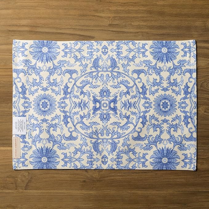 Maison d' Hermine Placemats Set of 4 100% Cotton Washable Cloth Place Mats Reusable Table Mats for Kitchen Dining Party Wedding Gifts for Mothers Day Spring/Summer (Canton, 13" x 19")