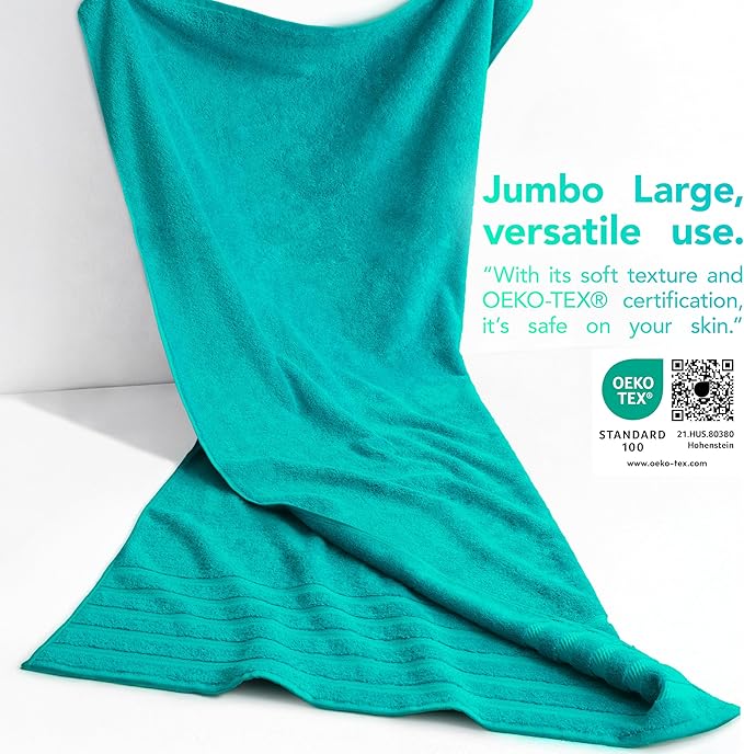 American Soft Linen 35x70 Jumbo Large Bath Towel, 600 GSM 100% Cotton Turkish Bath Sheet, Oversized Luxury Bath Towel for Bathroom Beach and Pool, Turquoise