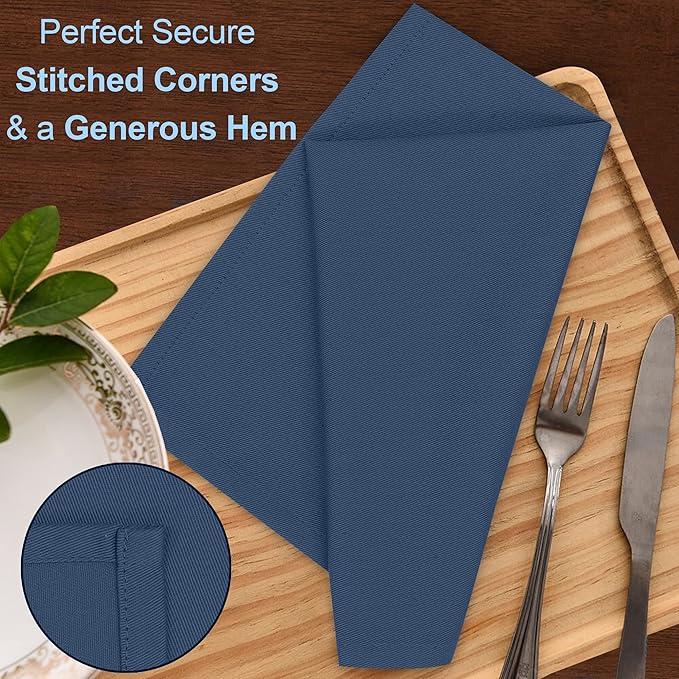 Ruvanti Cloth Napkins Set of 6, 18x18 Inches Napkins Cloth Washable, Soft, Durable, Absorbent, Cotton Blend. Table Dinner Napkins Cloth for Hotel, Lunch, Restaurant, Wedding Parties - Ocean Blue