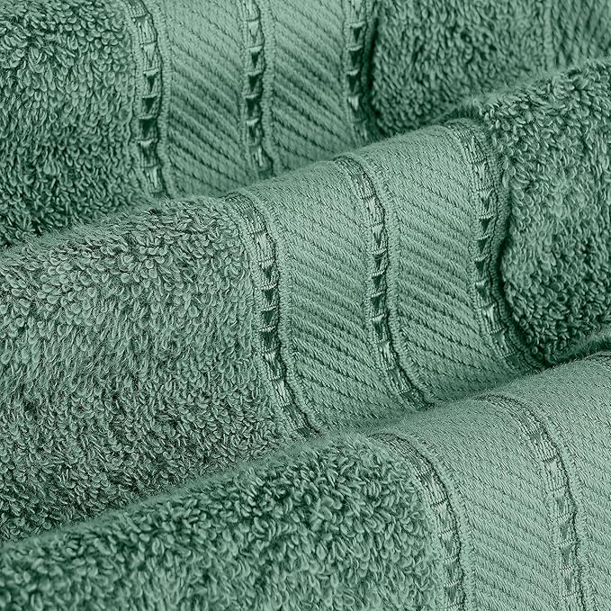 Modern Threads - Spun Loft 6-Piece 100% Combed Cotton Towel Set - Bath Towels, Hand Towels, & Washcloths - Super Absorbent & Quick Dry - 600 GSM - Soft & Plush, Eucalyptus