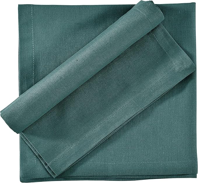 FINGERCRAFT Dinner Cloth Napkin Cotton Linen Blend 12 Pack Natural Premium Quality Mitred Corner for Every Day Use Pre Shrunk and Good Absorbency 18x18 in Easter Color Teal
