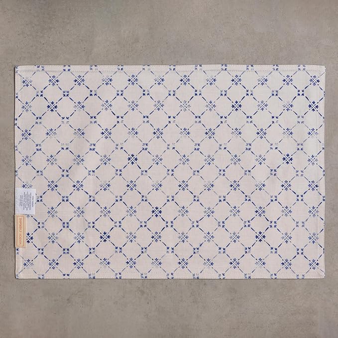 Maison d' Hermine Placemats Set of 4 100% Cotton Washable Cloth Place Mats Reusable Table Mats for Kitchen Dining Party Wedding Gifts for Mothers Day Spring/Summer (Faience, 13" x 19")