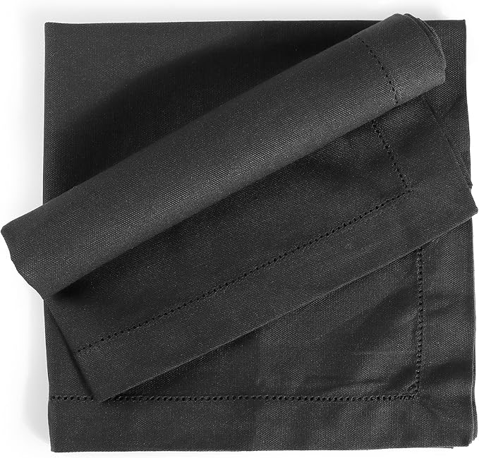 FINGERCRAFT Cloth Napkin Hemstitched 20x20 Inch Generous Picot Hem, Mitred Corner, Everyday Use Premium Quality High GSM and Good Absorbency Set of 12 Easter Color Black