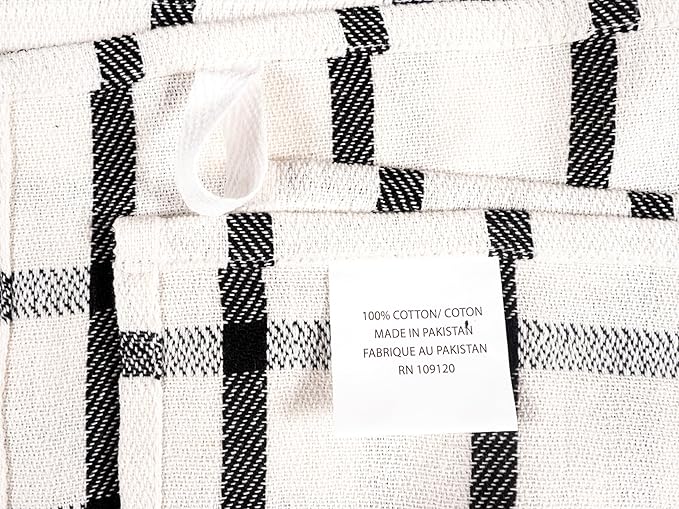 KAF Home Assorted Flat Kitchen Towels - Set of 10, 18 x 28 Inch (Black)