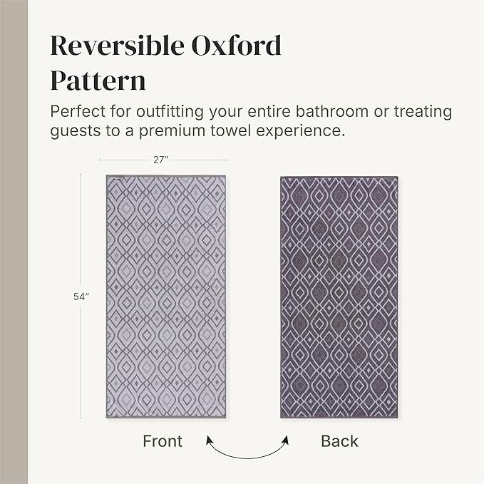 Modern Threads Classic Diamond 6-Piece 100% Cotton Towel Set – Yarn Dyed Jacquard – Includes 2 Bath Towels, 2 Hand Towels, 2 Washcloths – Absorbent, Quick Dry, Soft & Durable – Purple