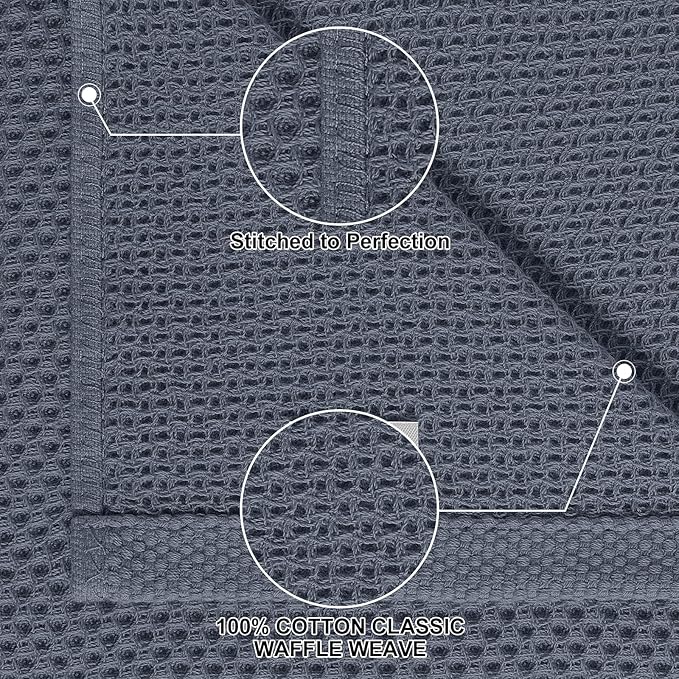 Homaxy 100% Cotton Kitchen Towels and Dishcloths Set, 12 x 12 Inches and 13 x 28 Inches, Set of 16 Bulk Kitchen Towels Set, Ultra Soft Absorbent Dish Cloths for Washing Dishes, Dark Grey