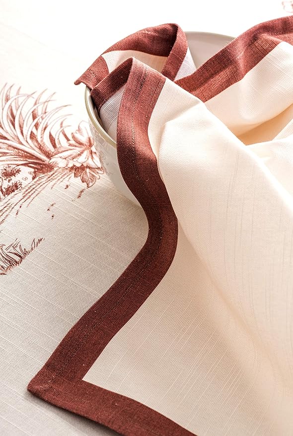 Maison d' Hermine Cloth Napkins Set of 4 100% Cotton for Thanksgiving Christmas Decorations Everyday Reusable Square Fall Napkins Cloth Washable Dinner Party (Holy Jouy - Brown, 20"x20")