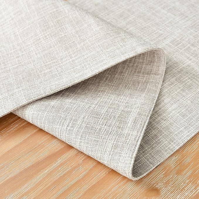 Farmhouse Rustic Faux Linen Table Runner Neutral Beige Table Runners Double Layer Reversible Rectangle Runners for Daily Use Kitchen Dining Banquet Holiday 13x36 Inch