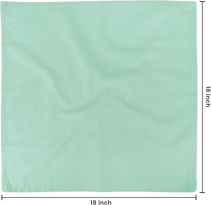 NATURALCRAFT Cloth Napkins Set of 12 Cotton Linen18x18 in Washable Napkins Cloth - Soft Durable Easter - Ideal for Hotel Farmhouse Party Wedding Dinner Spring Everyday Use (Aqua Green)