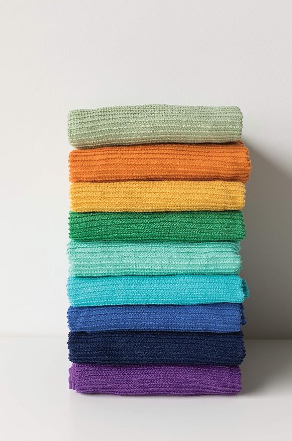 Now Designs Ripple Cotton Dish Towels Sage 18 x 28in, Set of 2