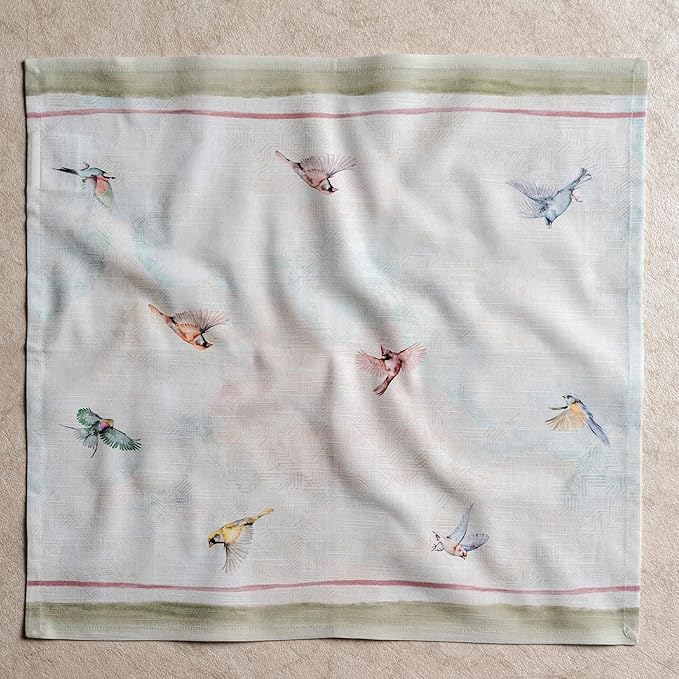 Maison d' Hermine Cloth Napkins Set of 4 100% Cotton Everyday Reusable Square Napkins Cloth Washable Dinner Party Wedding Restaurant Gifts for Mothers Day Spring/Summer (Flying Birds, 20" x 20")