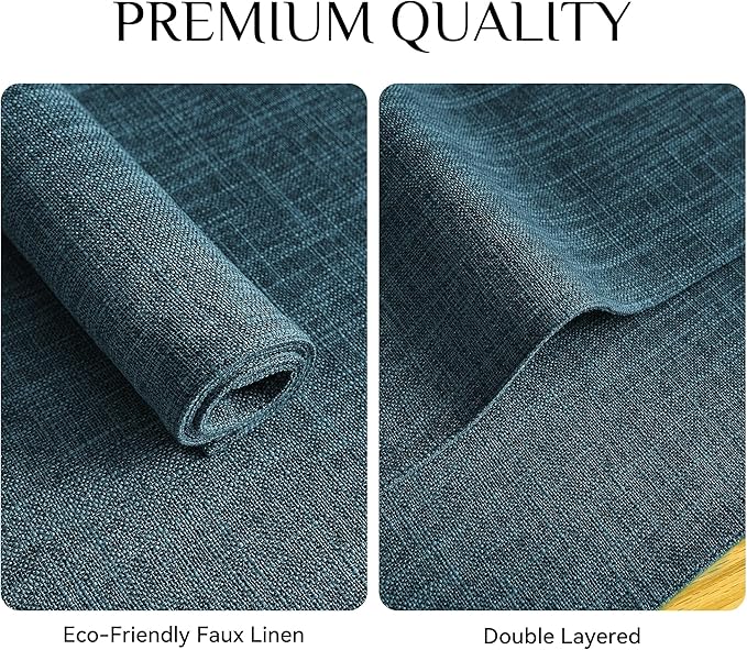 Softalker Faux Linen Placemats Set of 4-12 x 18 Inch, Heat Resistant Double Layered Durable Burlap Farmhouse Place Mats, Non-Slip Washable Rustic Table Mats for Dining, Kitchen, Party（Teal