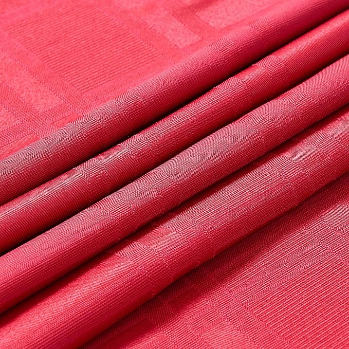 Plaid Cloth Napkins Set of 8, Checkered Style Jacquard Fabric Polyester Washable Reusable Cloth Napkins for Kitchen Dining Restaurants Wedding Party 17X17 Inch Red