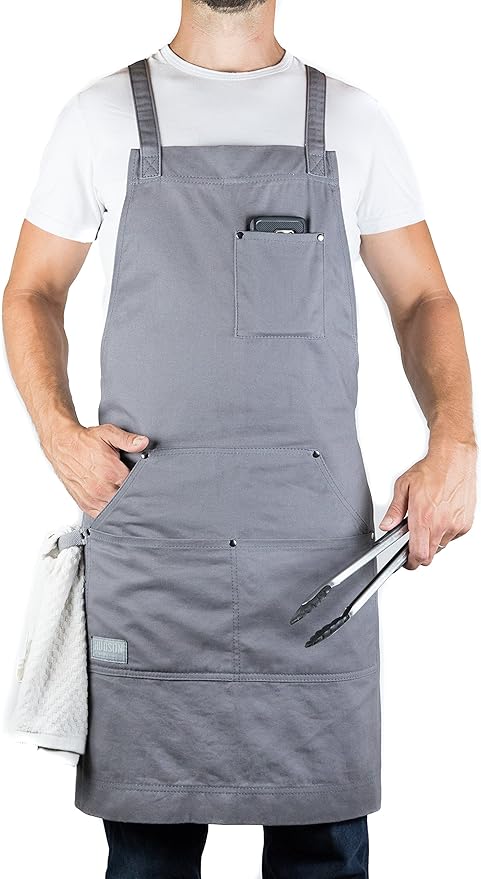 Hudson Durable Goods - Professional Grade Chef Apron for Kitchen, BBQ & Grill
