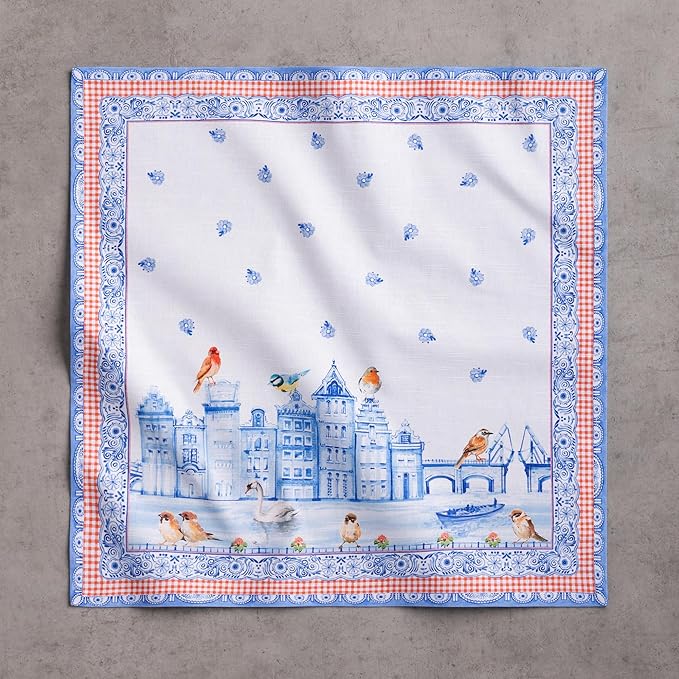 Maison d' Hermine Cloth Napkins Set of 4 100% Cotton Everyday Reusable Square Napkins Cloth Washable Dinner Wedding Restaurant Gifts for Mothers Day Spring/Summer (Amsterdam Canals, 20" x 20")