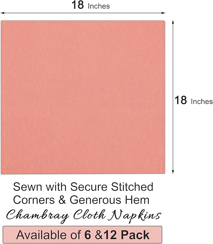 Ruvanti Cloth Napkins Set of 12, 18x18 Reusable Napkins Cloth Washable, Soft & Durable Table Napkin, Poly Cotton Fabric Dinner Napkins for Parties, Christmas, Thanksgiving, Weddings - Orange Rust