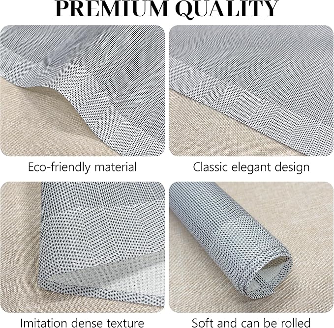 Bloss Placemats Set of 4, Linen Woven Place Mats for Kitchen Table Indoor/Outdoor, 12" x 18" Washable Silver Gray Placemat Dining Table Mats