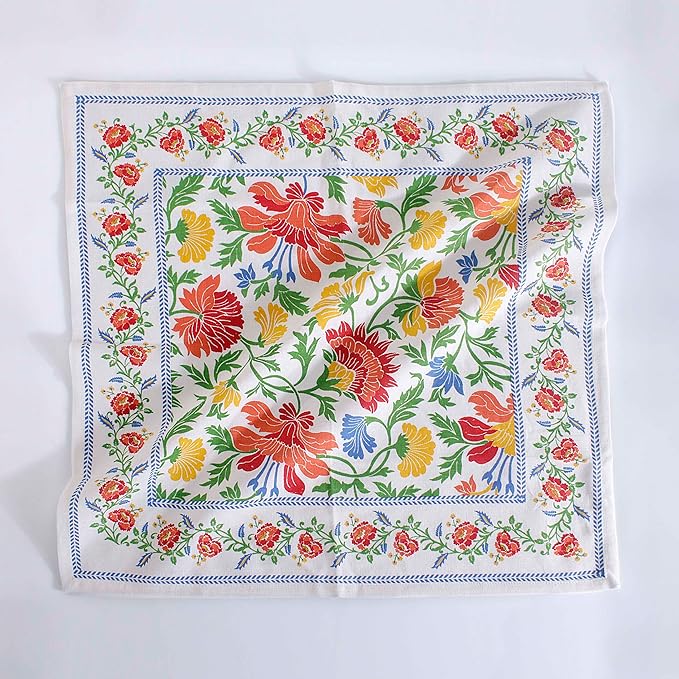 FINGERCRAFT Cloth Napkins, Set of Cotton Linen Blend Printed Dinner Napkins Cloth Mitered Corner Perfect for Parties Dinners Weddings Cocktail Christmas Easter 20x20 Persian Flora