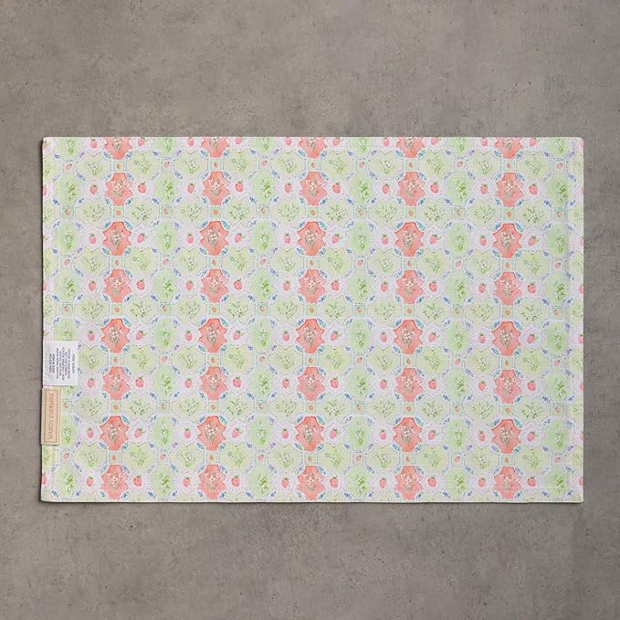 Maison d' Hermine Placemats Set of 4 100% Cotton Washable Cloth Place Mats Reusable Table Mats for Kitchen Dining Party Wedding Gifts for Mothers Day Spring/Summer (Bunny Party, 13" x 19")