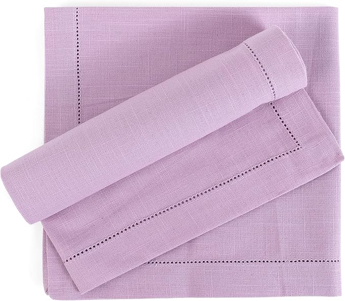 FINGERCRAFT Cloth Napkin Hemstitched 20x20 Inch Generous Picot Hem, Mitred Corner, Everyday Use Premium Quality High GSM and Good Absorbency Set of 12 Easter Color Lavender