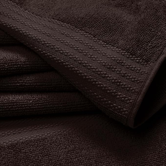 GLAMBURG Ultra Soft 24-Piece Towel Set- 100% Pure Ringspun Cotton, Contains 8 Oversized Bath Towels 27x54, 8 Hand Towels 16x28, 8 Wash Cloths 13x13 Ideal for Everyday use, Hotel & Spa- Chocolate Brown