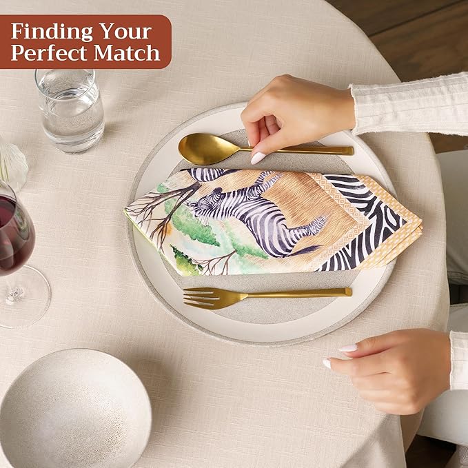 Maison d' Hermine Cloth Napkins Set of 4 100% Cotton Everyday Reusable Square Napkins Cloth Washable Dinner Party Wedding Restaurant Gifts for Mothers Day Spring/Summer (Zebra Life, 18" x 18")