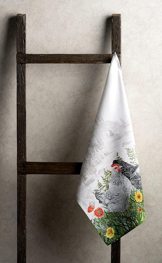 Maison d' Hermine Kitchen Towels Set of 3 100% Cotton 27.50" x 20" Reusable Cloth Tea Dish Towels Absorbent with Hanging Loop for Kitchen Gifts for Mothers Day Spring/Summer (Basse Cour)
