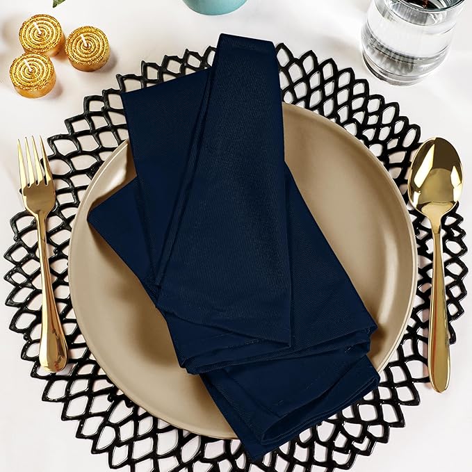 Utopia Kitchen Navy Blue Cloth Napkins [12 Pack, 18x18 Inch] Absorbent Cotton Blend Washable and Reusable for Dinner, Restaurant, Lunch, Wedding and Hotel