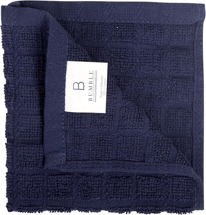 Bumble Dish Cloths (8 Pack) | 12" x 12" | 100% Cotton Kitchen Towels | 405 GSM | Soft, Highly Absorbent & Durable Dish Towels for Kitchen | Navy