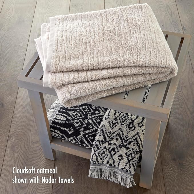 SKL Home CloudSoft 100% Cotton Luxury 6-Piece Towel Set, 600 GSM, Ultra Plush & Absorbent - 2 Bath Towels, 2 Hand Towels, 2 Washcloths, Oatmeal