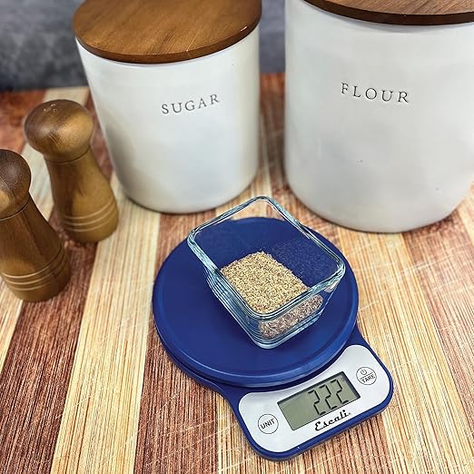 Escali Telero Digital Food Scale, High Precision Kitchen Scale for Cooking, Baking, Portion Control, Meal Prep, Weigh in Grams and Ounces, 11 lb Capacity, Blue (T136)