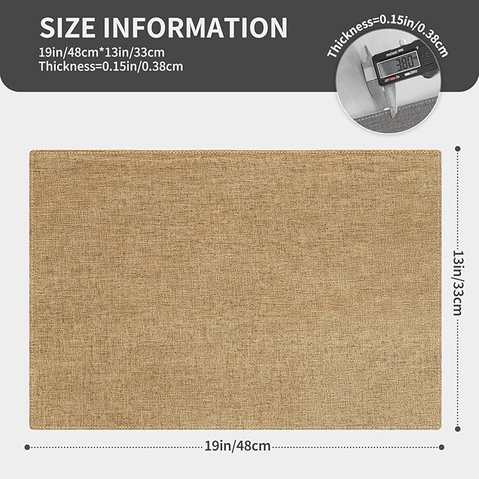 Cloth Placemats, Set of 4 Heat-Resistant Cotton Linen Blend Double Layered Machine Washable Place Mats, Wrinkle Free Thick Fabric Dining Table Mats for Indoors & Outdoors (Natural Linen, 4)