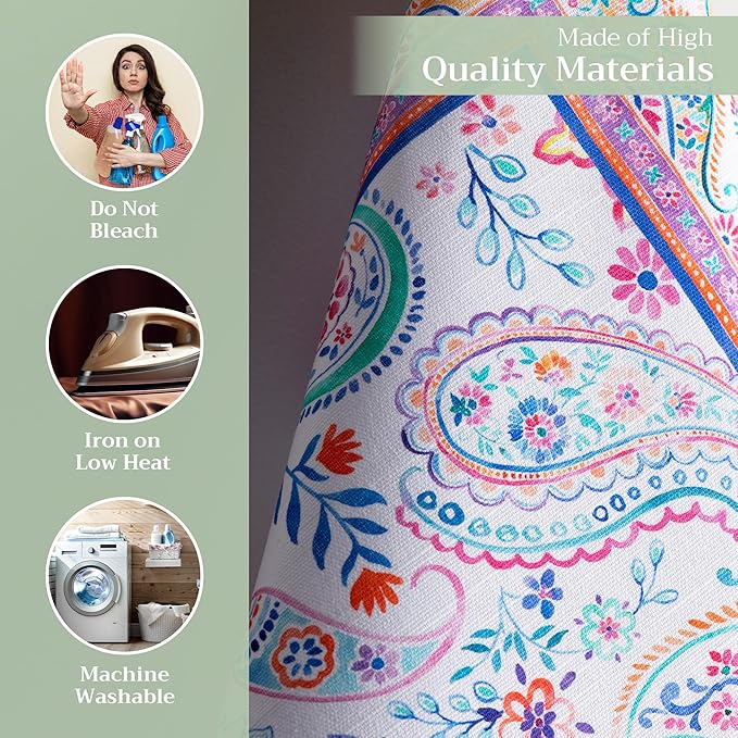 Maison d' Hermine Kitchen Towels Set of 3 100% Cotton 27.50" x 20" Reusable Cloth Tea Dish Towels Absorbent with Hanging Loop for Kitchen Gifts for Mothers Day Spring/Summer (Indian Floral)