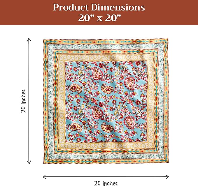 Maison d' Hermine Napkin 100% Combed Cotton Premium Cloth Napkin Decorative Washable Napkins Set of 4 for Home, Kitchen, Dining, Cocktail Parties & Camping - Lauris (20”X20”)