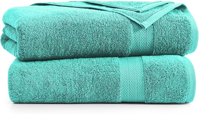 LANE LINEN 100% Pure Cotton Bath Sheets 2 Pack (35"x66") - Extra Large Bathroom Towels - Quick Dry, Smooth, Durable & Highly Absorbent Oversized Towel Sets - Holds Well After Multiple Washes - Teal