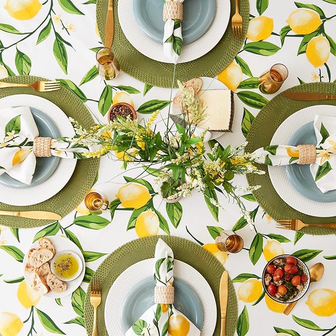 DII Lemon Bliss Tabletop Collection, Tablecloth, 70" Round