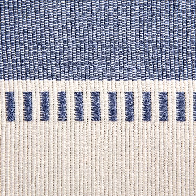DII Dobby Stripe Woven Table Runner, 13x108 (13x113.5, Fringe Included) French Blue