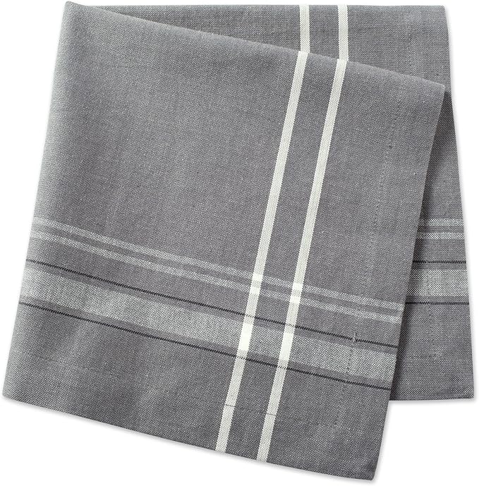 DII French Stripe Tabletop Collection Farmhouse Style Dining Table Linen Napkin Set, 20x20, Gray Chambray, 6 Piece