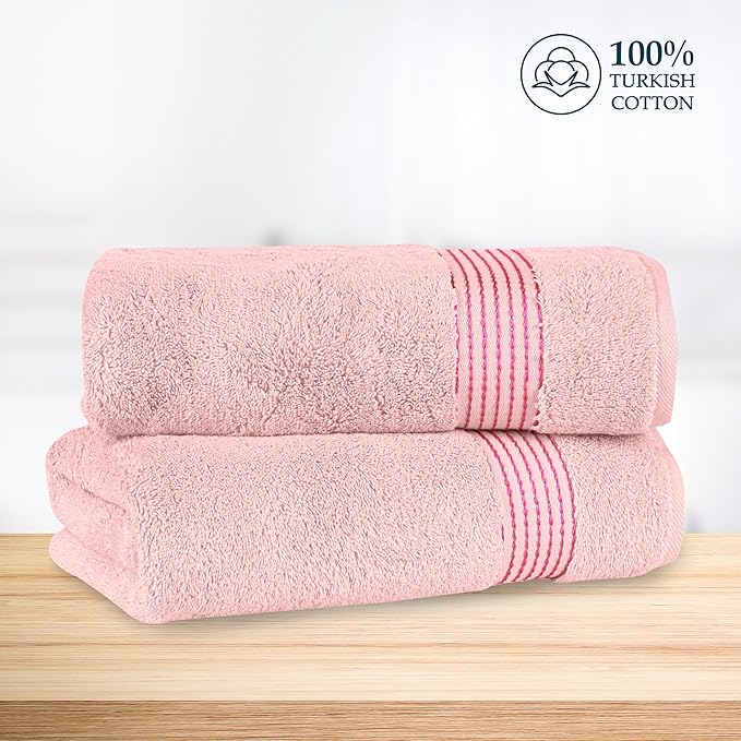 Mocassi Luxury 100% Turkish Cotton 2-Pack Bath Towel Set- Ultra Soft, Quick Dry Highly Absorbent 27 x 54 inch Premium Spa Hotel Quality 2PC Bath Towels - Luxurious Soft Bathroom Towels, Dusty Rose