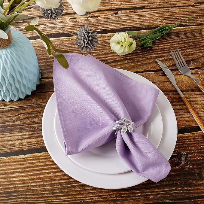 Purple Cloth Napkins Set of 6, 100% Cotton Cloth Napkins Washable Reusable, Perfect as Wedding Cloth Napkins/Holiday Lavender Cloth Napkins for Dinner Table Everyday Use (Purple)
